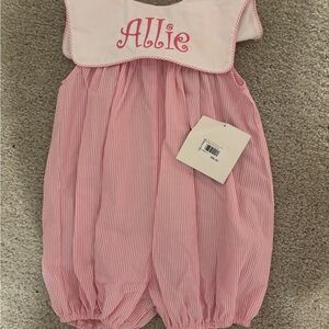 Pink Striped Baby Romper - “Allie” Never worn